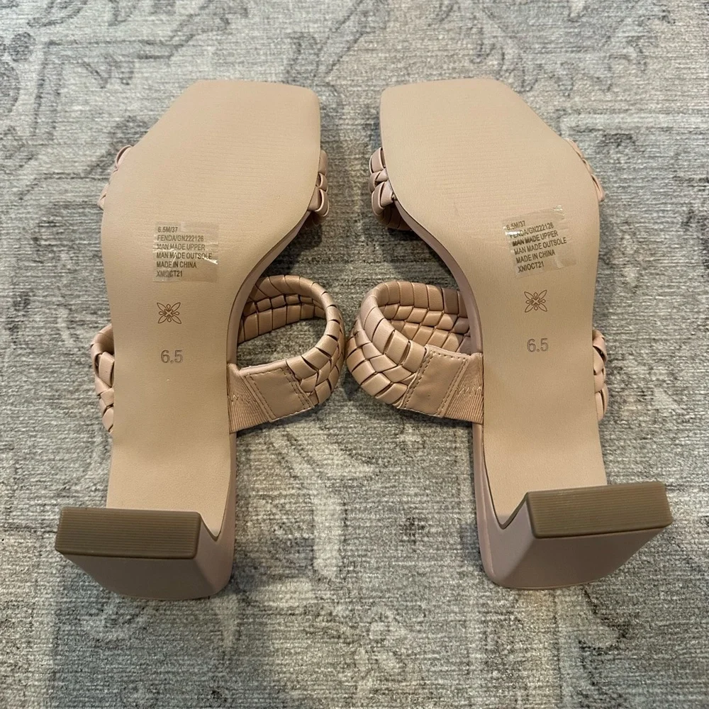NWT BCBGeneration Braided Nude Heeled Sandals - Picture 3 of 5